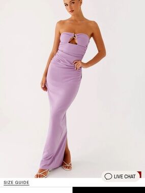 Peppermayo Lilac Strapless Maxi Dress with Front Knot Detail